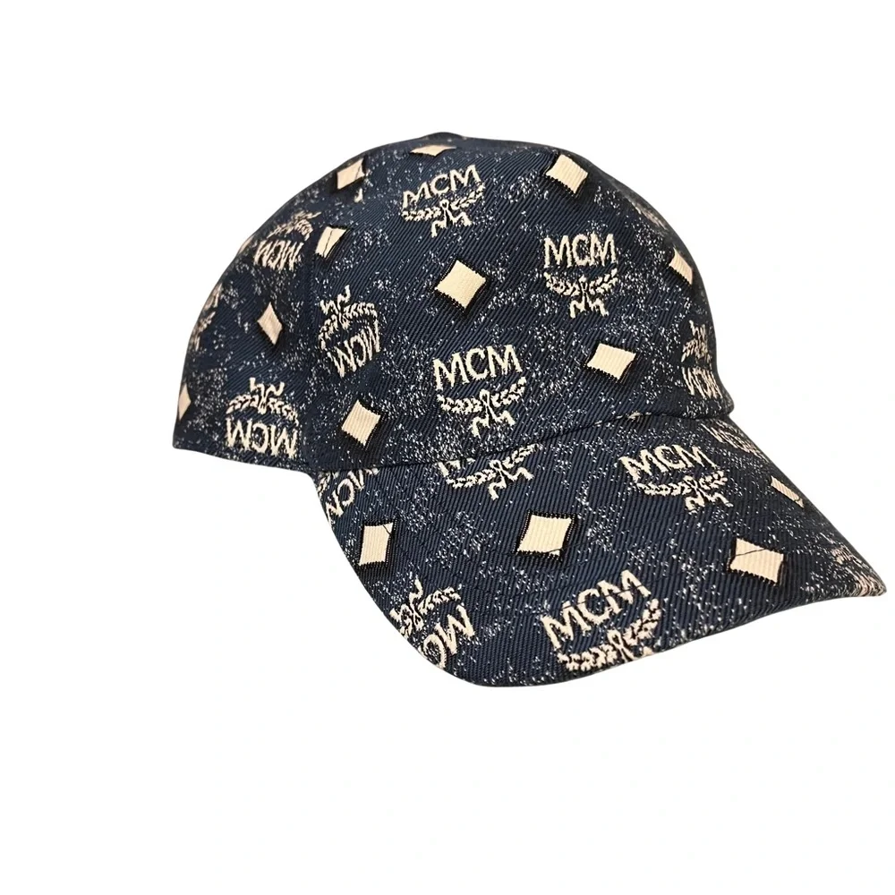 MCM | Accessories | Mcm Blue And Cream Logo Cap | Poshmark display picture 3